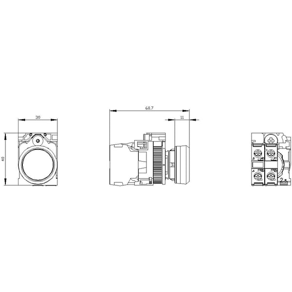 Siemens 3SU11520AB401BA0 3SU1152-0AB40-1BA0 Kevyt painonappi Eturengas metallia, kiiltävä, ohjauspainike tasainen Vihreä 1 kpl