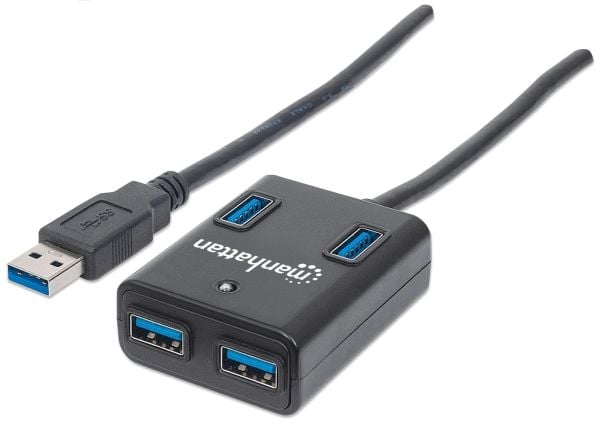 Manhattan 162296, USB 3.2 Gen 1 (3.1 Gen 1) Type-A, USB 3.2 Gen 1 (3.1 Gen 1) Type-A, 5000 Mbit/s, Svart, Plast, FCC, CE, RoHS, WEEE