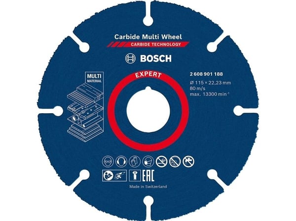 Bosch Expert Carbide Multi Wheel - Skjæreplate - for plast, tre med spiker, løvtre, drywall boards - 115 mm
