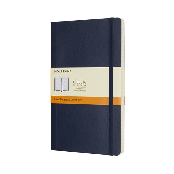 Moleskine Classic Notebook Large, linjeret, soft cover Sapphire Blue
