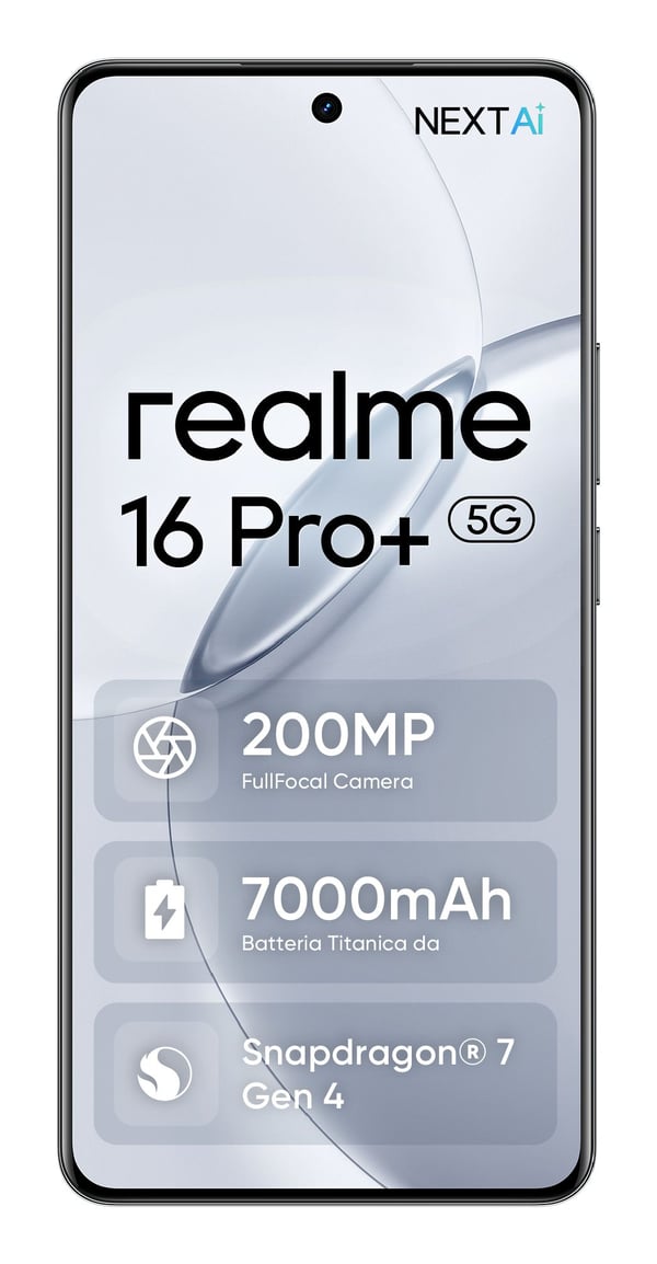 Realme 16 Pro+ - 5G smarttelefon - dobbelt-SIM - RAM 12 GB / Internminne 512 GB - OLED display - 6.8" - 2800 x 1272 piksler - (144 Hz) - 3x bakkame...