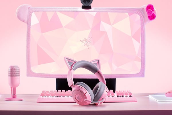 Razer Kraken Kitty V3 X, Langallinen, 20 - 28000 Hz, Pelaaminen, 270 g, Kuulokkeet, Vaaleanpunainen
