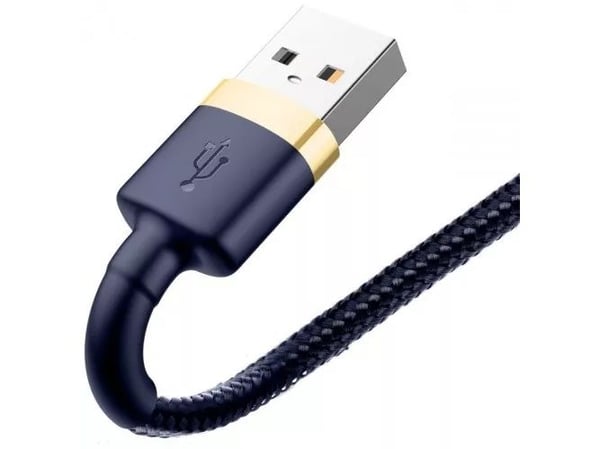 Baseus CALKLF-CV3, 2 m, USB A, Lightning, Hankjønn, Hankjønn, Blå, Gull