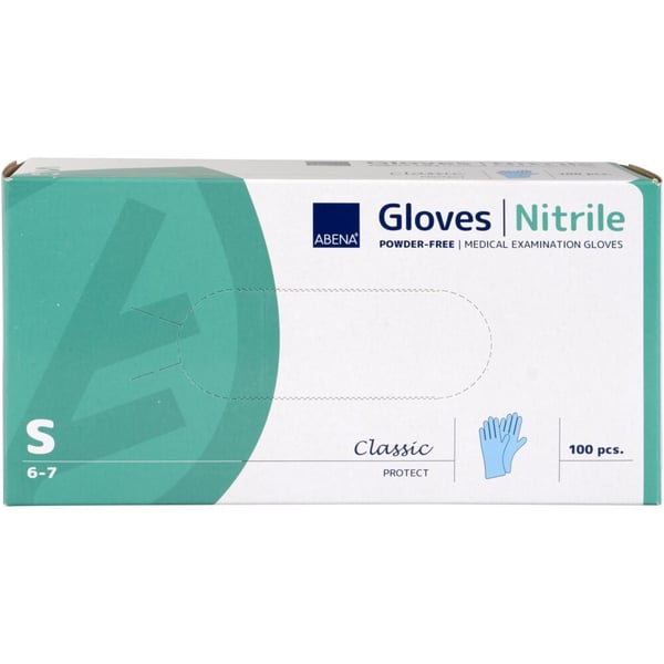 Undersøkelseshanske, ABENA Classic Protect, S, blå, nitril, pudderfri - (100 stk.)