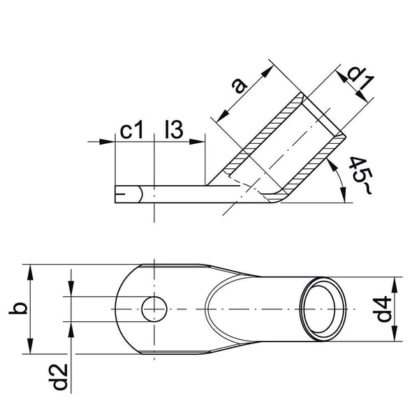 Klauke 165R845 Rørkabelsko 45 ° M8 35 mm² 1 stk