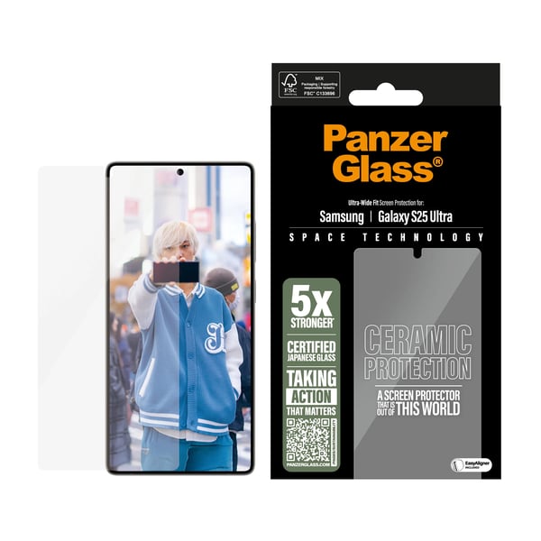PanzerGlass Ceramic Protection - Skärmskydd för mobiltelefon - ultrabred passning - glas - For Galaxy S25 Ultra