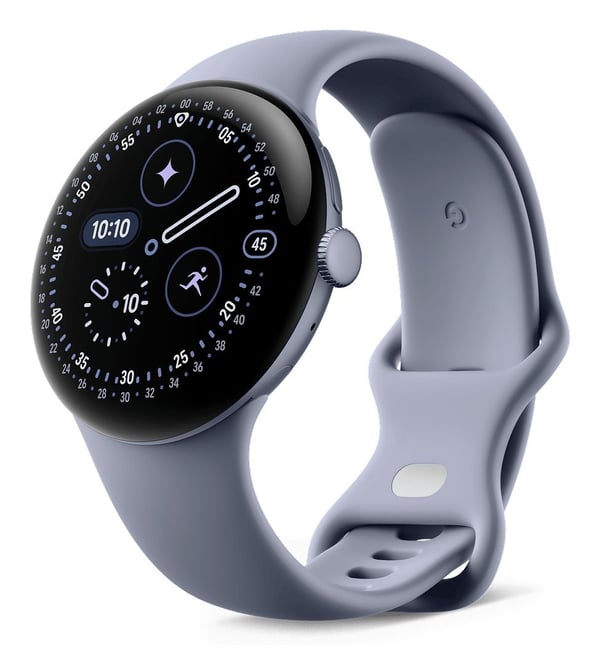 Google Pixel Watch 4 - 45 mm - satin moonstone aluminum - smartklokke med aktivt bånd - fluorelastomer med myk berøringsoverflate - moonstone - bån...