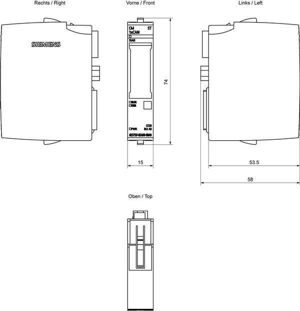 Siemens 6ES7137-6EA00-0BA0, IP20, 19.2-28.8 V, 73 mm, 40 g, 77 mm, 70 mm