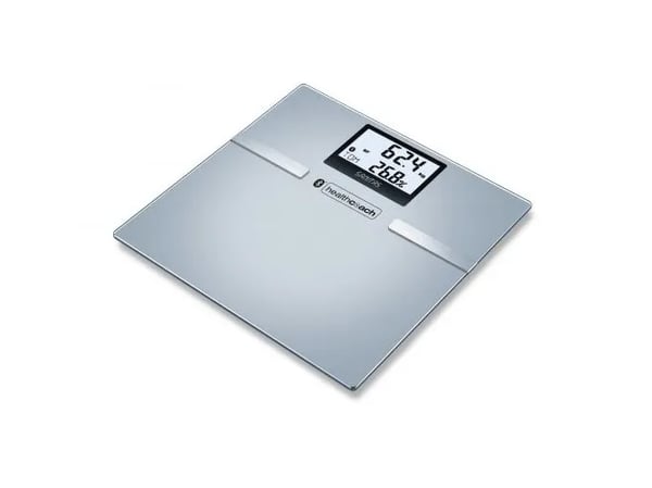 Sanitas SBF 70, Sähkökäyttöinen henkilövaaka, 180 kg, 100 g, Hopea, kg, lb, ST, Neliö