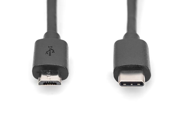 DIGITUS - USB-kabel - USB-C (hann) til Micro-USB Type B (hann) - USB 2.0 - 3 A - 1.8 m - svart