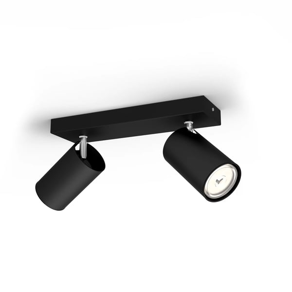 Philips myLiving Kosipo-spotlys til tak/vegg, 2 stk., Overflateegnet, GU10, 2 ampuller, LED, 220-240 V, Svart