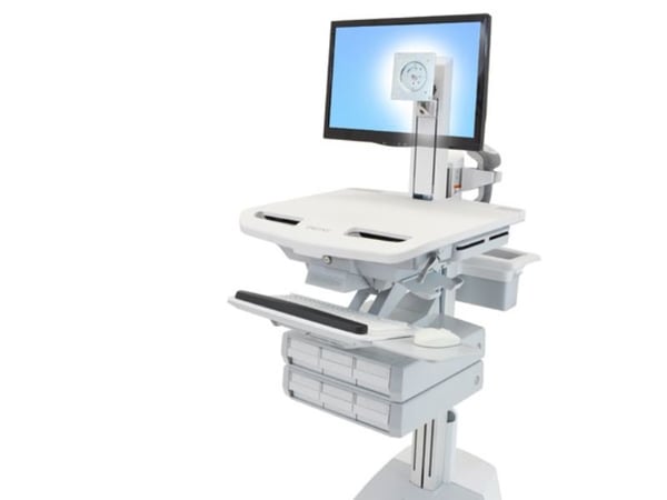 Ergotron StyleView - Vogn - for LCD-skjerm / PC-utstyr - medisinsk - aluminium, forsinket stål, kvalitetsplast - grå, hvit, polert aluminium - skje...