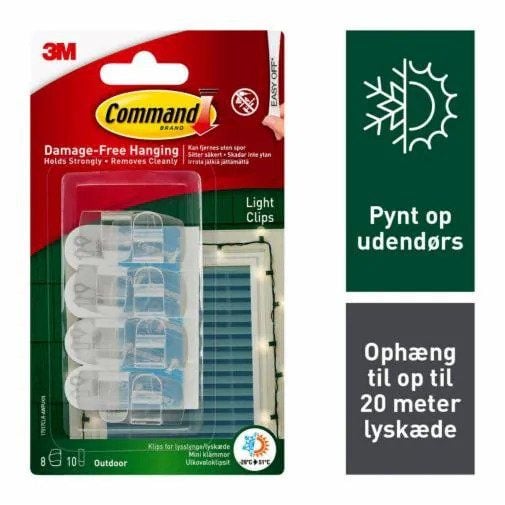 Command Clear Outdoor Light Clips with Foam Strips 17017CLR-AWP, 8 Clips + 10 Strips
