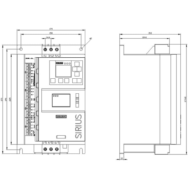 Siemens 3RW5513-3HA05 3RW55133HA05 Pehmeäkäynnistin Moottorin teho 400 V:llä 5,5 kW Moottorin teho 230 V:llä 3 kW 200 V, 600 V nimivirta 13 A, IP00...