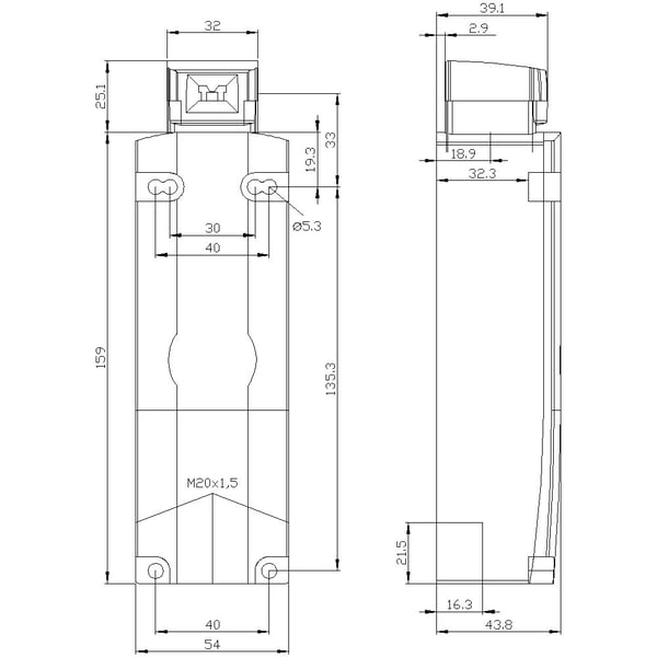 Siemens 3SE5322-0SB22, Muovi, IP66, IP67, Muu, 61,5 mm, 213 mm, 84 mm