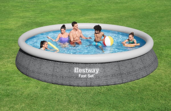 Bestway Fast Set 57313-4, 9677 L, Puhallettava uima-allas, Lapsi ja aikuinen, Harmaa, 21,4 kg