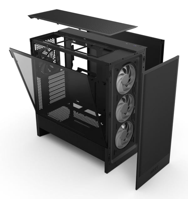 NZXT H5 Flow RGB datorchassi Midi Tower (2024) CC-H52FB-R1, härdat glas, svart
