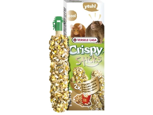 Versele-Laga Sticks Rats-Mice Popcorn & Nuts 110g, Välipala, 110 g, Rotta, A-vitamiini, Cereals (12.5% ??popcorn), seeds, honey, various sugars, nu...