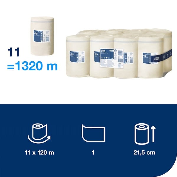 Tørkepapir Tork M1 Basic sentermatet 1-lags hvitt - (11 ruller per kartong)