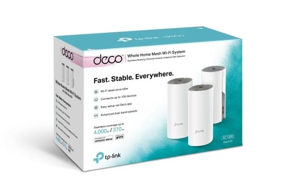 TP-Link Deco E4 - Wi-Fi-system - (3 rutere) - maske - Wi-Fi 5 - Dobbeltbånd (en pakke 3)