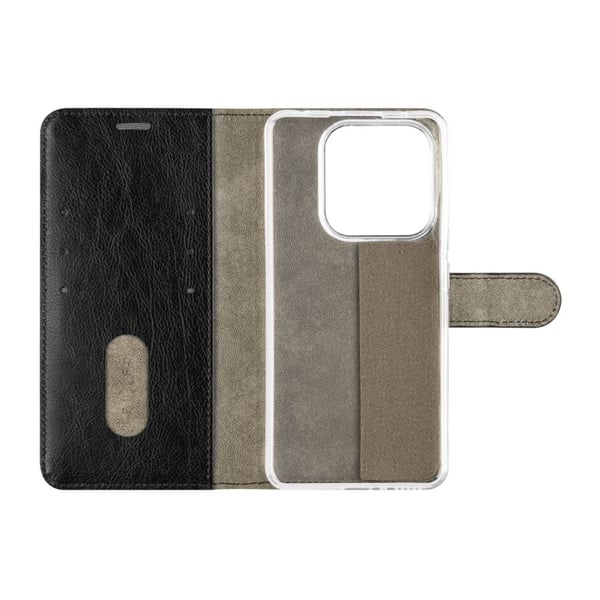 FIXED Opus - Vikbart fodral för mobiltelefon - konstläder - svart - för Xiaomi Redmi Note 14 5G