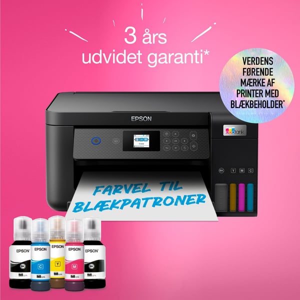 Epson EcoTank ET-2850 - Multifunksjonsskriver - farge - ink-jet - A4 (medie) - opp til 10.5 spm (trykking) - 100 ark - Wi-Fi, USB - svart