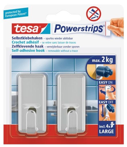 TESA 58051-00010, Innendørs, Kjøkkenkrok, Metallisk, 2 stykker