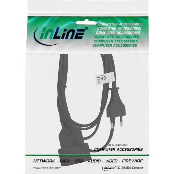 InLine 16686S, 0,5 m, CEE7/16, CEE7/16, H03VVH2-F, 250 V, 2.5 A