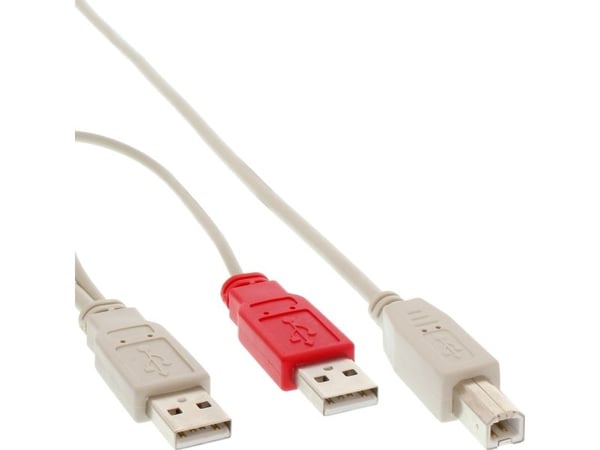 InLine 34510X, 1 m, 2 x USB A, USB B, Hane/Hane, 0,48 Gbit/s, Beige