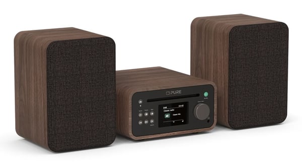 PURE Classic Stereo Mini stereoanläggning DAB+/FM Bluetooth CD USB, brun/valnöt