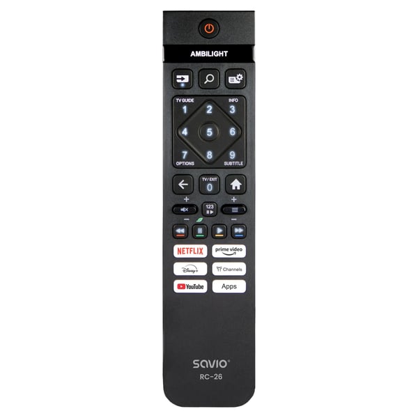 Savio RC-26, TV, IR Kabelfri, Trykknapper, Svart