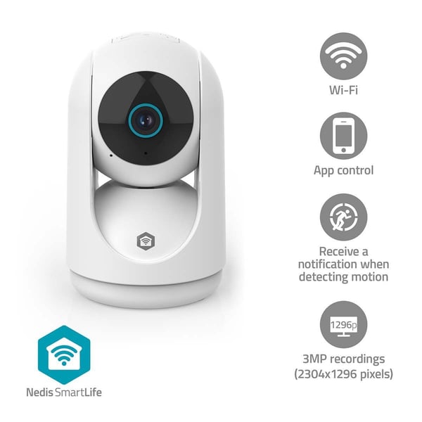 Nedis SmartLife innendørs IP-kamera 3MP Full HD 1296p Pan tilt Nedis SmartLife innendørs IP-kamera 3MP Full HD 1296p Pan tilt