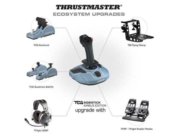 Thrustmaster TCA Quadrant Airbus Edition, Lentosimulaattori, PC, Musta, Sininen, Windows 10, Windows 8, 450 g, 140 mm