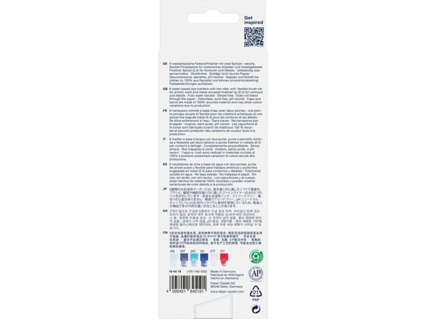 Faber-Castell 164519, Monivärinen, Monivärinen, 6 väriä, Hienojakoinen, Harjas/ohut pää, Pyöreä