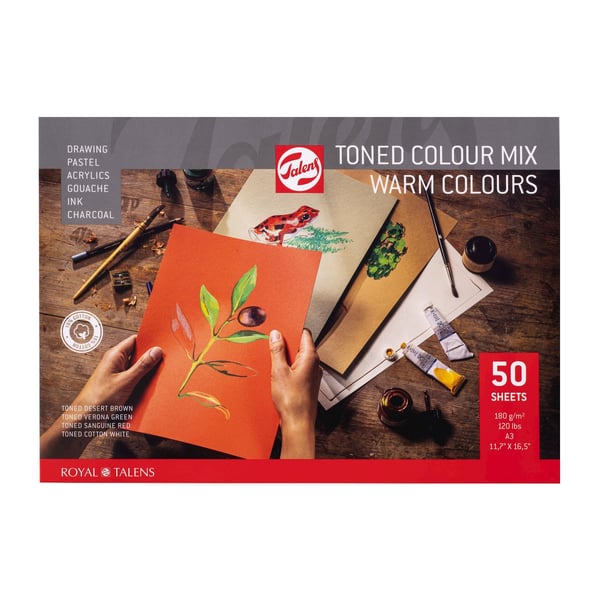 Talens Toned Paper-blokk Warm colour mix | 42 x 29,7 cm (A3), 180 g, 50 ark