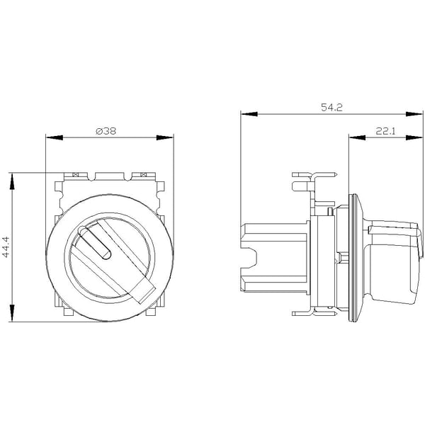 Siemens 3SU1062-2DC40-0AA0 Knebelschalter metall matt grün, IP67, IP69K, 3,05 cm, 68 mm, 117 mm, 47 mm, 0,1 g