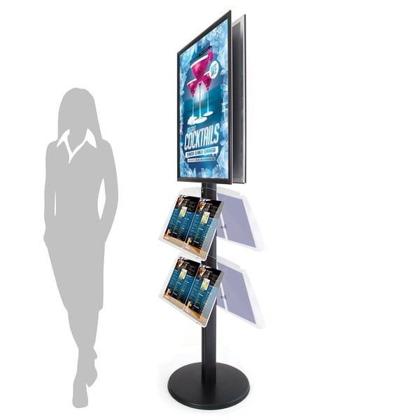 TWIN PROSTAND – Dobbeltsidet Infostand med Brochureholder – A1 sort
