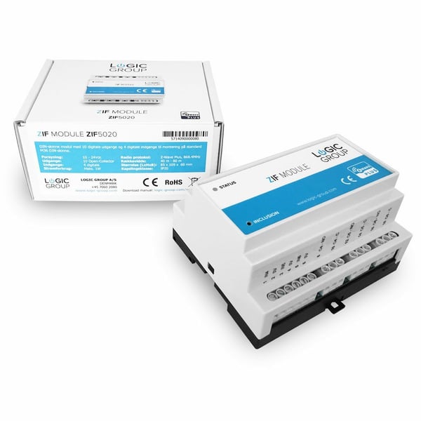 ZIF5020 DIN skinne intelligent trådløs smart modul til styring / automatik af fx varmestyring Z-Wave