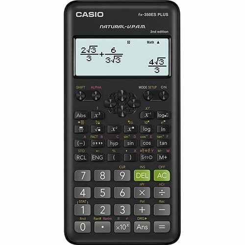 Casio FX-350ES Plus 2nd tieteislaskin, 12-numeroinen näyttö, musta