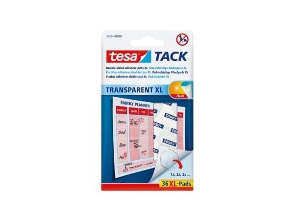 Brikker, TESA Adhesive tape Tack, transparent, pakke med 36 stk