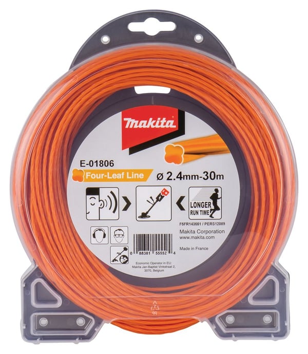 Makita - Mowing line - 2.4 mm - lengde: 30 m - for Makita DUR368AZ, DUR368LZ, DUR369AZ, UR012GZ02, UR101CZ; XGT UR012GZ02