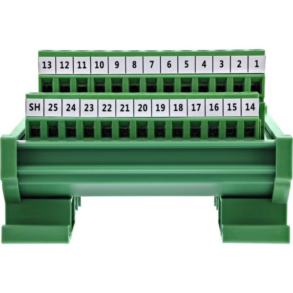 InLine 92502I, Terminal block / D-Sub 25, Grønn, Hunkjønn/Hunkjønn, 26/18, 300 V, 10 mO