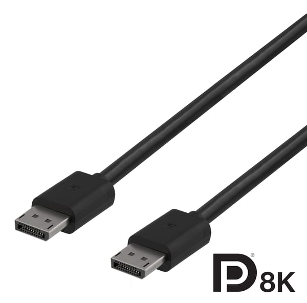 DELTACO - DisplayPort-kabel - DisplayPort (hann) til DisplayPort (hann) - DisplayPort 1.4 - 2 m - 8 K 60 Hz (7680 x 4320) støtte, opptil 32,4 Gbps-...