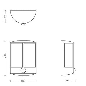 Philips myGarden Stock IR - Vägglampa - LED - 6 W (motsvarande 47 W) - varmt vitt ljus - halv lykta - antracitgrå