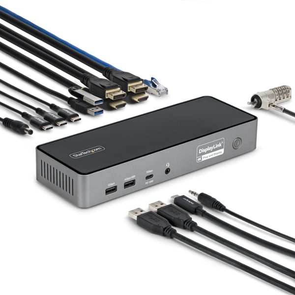 Startech - Dokkingstasjon - for bærbar - USB-C - 2 x HDMI, 2 x DP, USB-C - 2.5GbE - 140 watt - TAA-samsvar