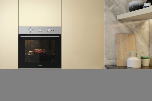 Whirlpool OMK38HU0X, Medium, Elektrisk ovn, 71 l, 71 l, Vifteaktivert, 1500 W