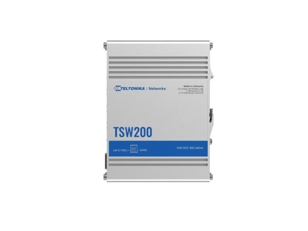 Teltonika TSW200 - Switch - ikke-styrt - 8 x 10/100/1000 + 2 x Gigabit SFP - DIN-skinnemonterbar, veggmonterbar - PoE+ - DC