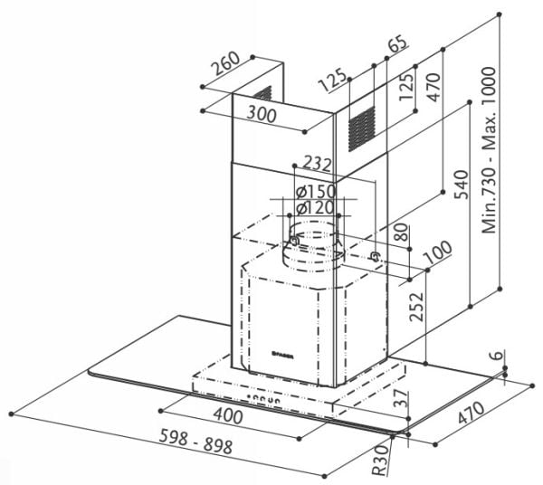 Faber Nice LED SRM X/V NS A60 köksfläkt 420 m³/h väggmonterad rostfri