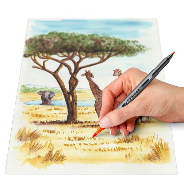 STAEDTLER dubbla fiberpennor "Africa", ask om 6, 2 spetsar, linjebredd: 1,0 - 6,0 mm / 0,5 - 0,8 mm, - 1 st (3001 C6-3)