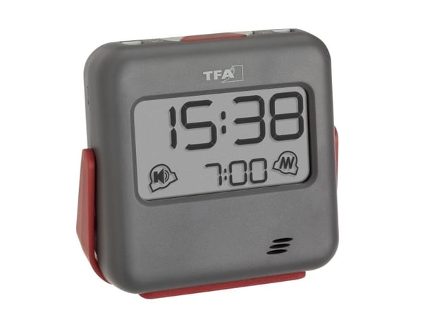 TFA-Dostmann 60.2031.10, Digital väckarklocka, Torg, Grå, Röd, 12/24h, Alla, Ringklocka
